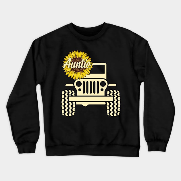 Jeep Sunflower Jeep Auntie Jeep Women Crewneck Sweatshirt by Jane Sky